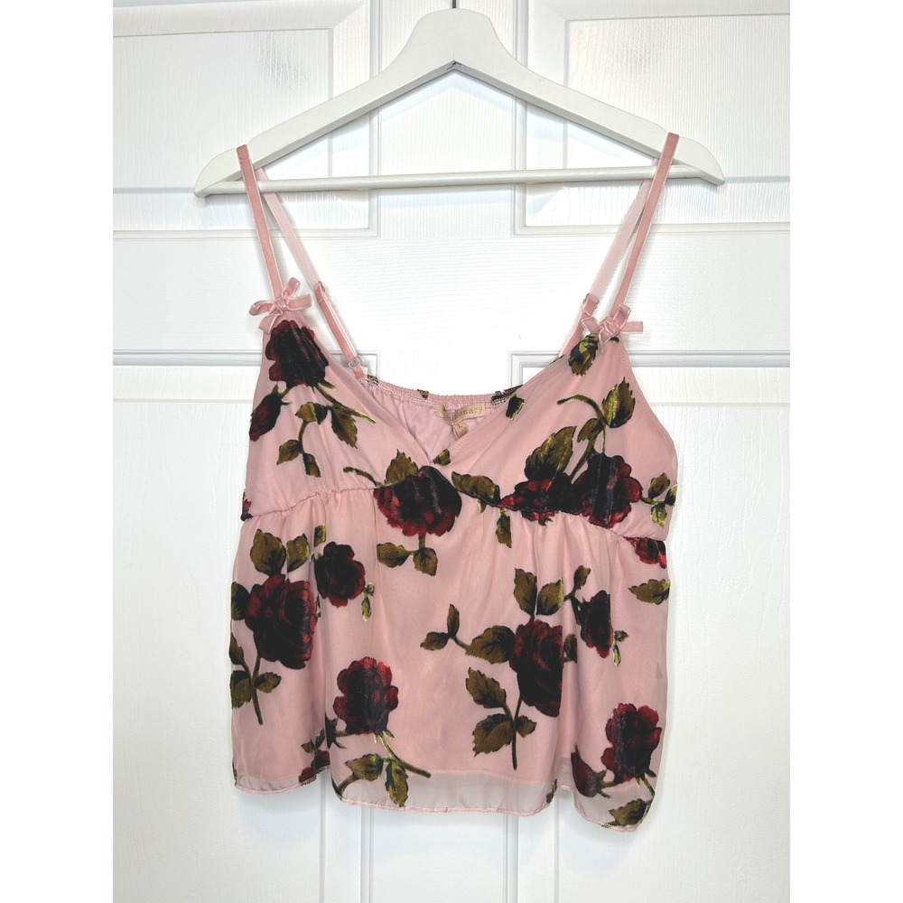Evolutionary Rose Burnout Velvet Camisole Large Pink NEW Babydoll Top